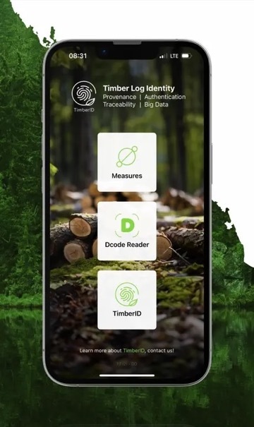 TimberID app LiDAR scanner measuring a timber log cross-section