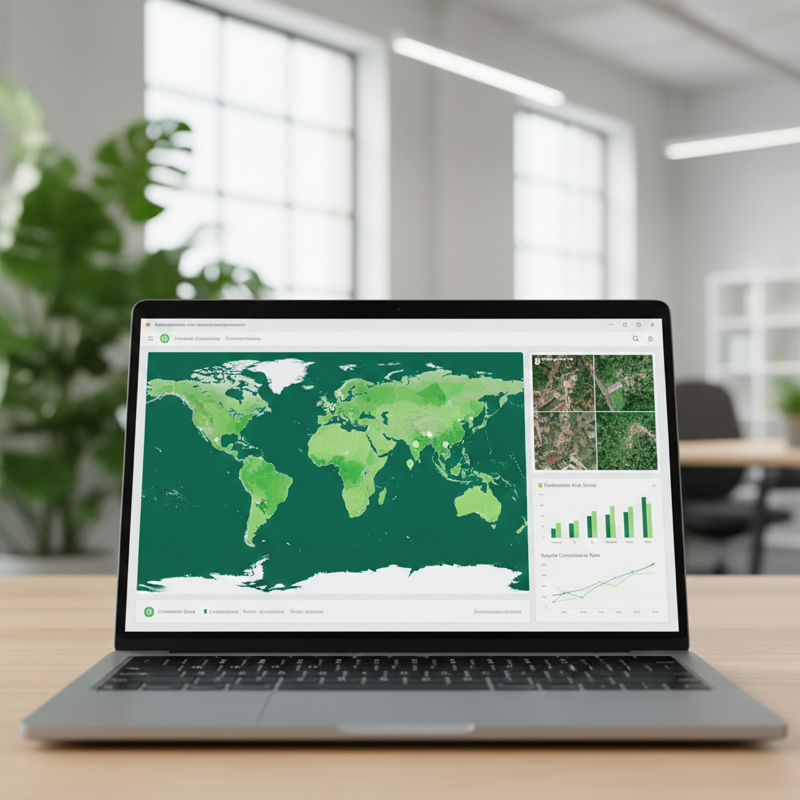 EUDR compliance GIS dashboard showing satellite forest monitoring and deforestation-free verification
